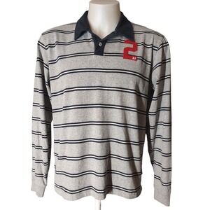 Abercrombie & Fitch Polo Shirt Large Y2K Preppy Striped Mens Long Sleeve Muscle